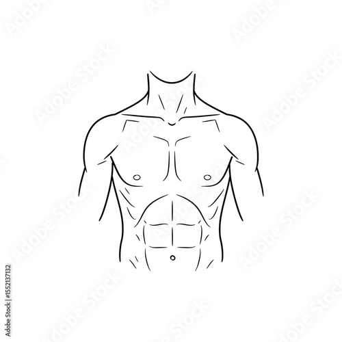 Black line icon of gender-neutral human chest from front with outlined ribcage and sternum