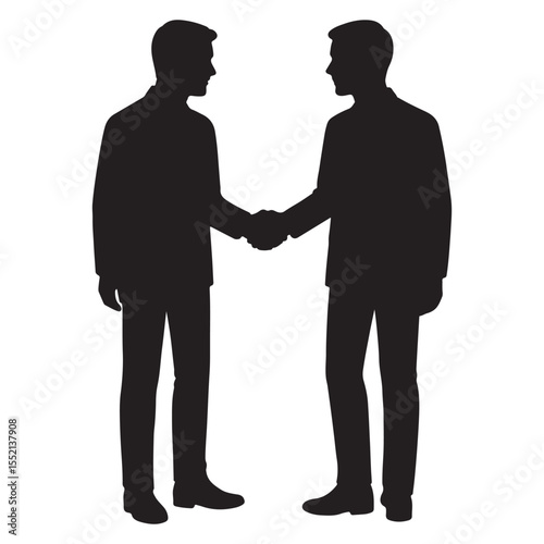 Friendly Greeting Silhouette of Mixed Gender Handshake
