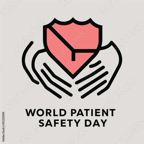 Patient safety vector bundle for World Patient Safety Day featuring solid color illustrations of nurses, doctors, safety shields, hospitals, checklists, hand hygiene, teamwork, and care awareness