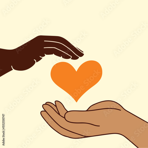 World Gratitude Day vector illustration with hands holding heart, gratitude jar, thank you notes, and kindness symbols in warm solid colors for thank you cards, social media, and campaigns.