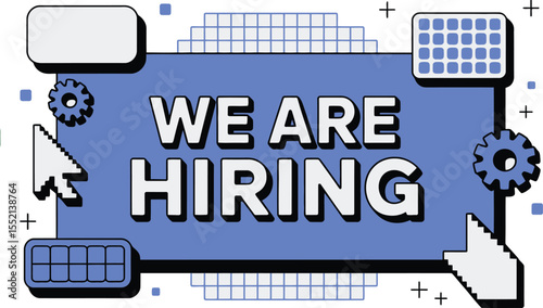 Modern and Bold We Are Hiring Advertisement with Geometric and Playful Elements Vector Illustration