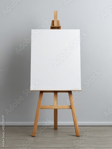 white foam board poster on an easel front facing, blank, exhibition, presentation, marketing, standing