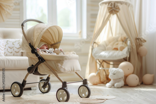 Baby Stroller Product Still Life with Space for Parenting Blogs, Gear Promotions or Family Life Editorials
