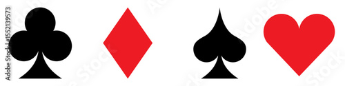 Cards icon vector set. Poker illustration sign collection. Casino symbol. Suit web icons.