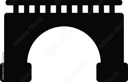 Silhouette Stone bridge icon historical architecture landmark Vector Illustration
