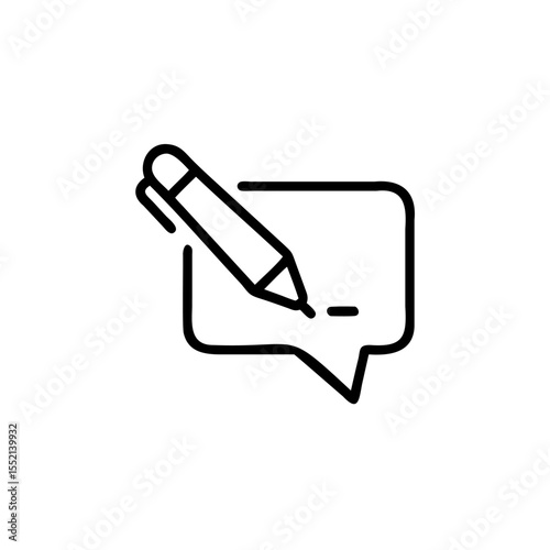 Handdrawn Pen Icon Writing in Speech Bubble Blogger Graphic pencil