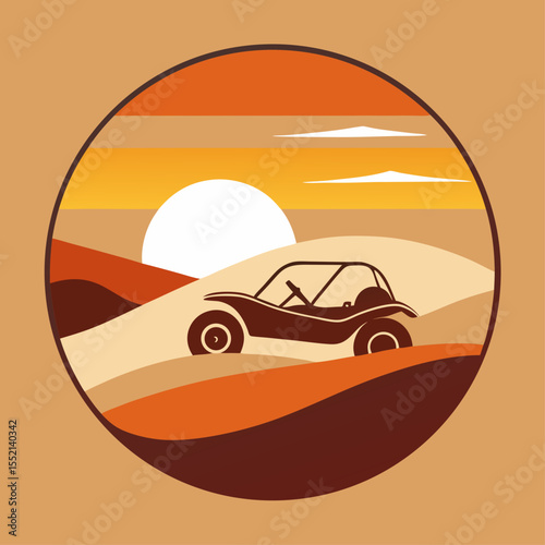 a dune buggy inside a round sun    