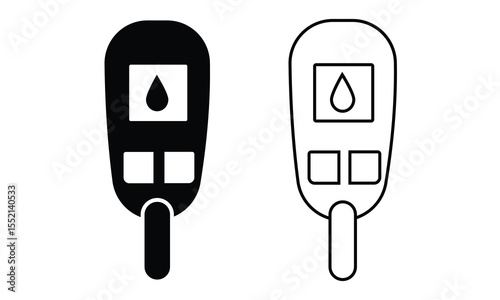 Blood glucose meter icon vector. Silhouette of blood sugar meter vector. Outline icon of blood glucose meter for app, web, logo design. Vector illustration. 