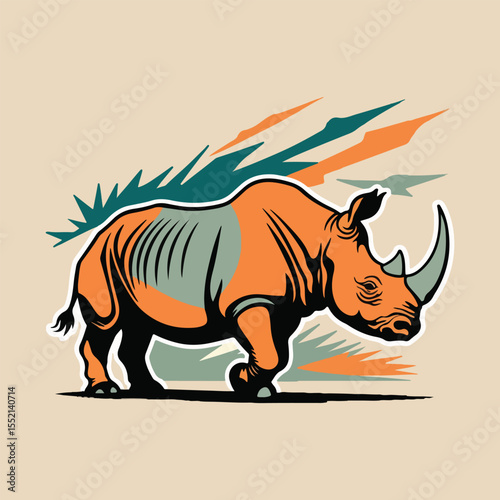 Solid color rhino vector design for World Rhino Day, including geometric, cartoon, and abstract styles to promote endangered species conservation and habitat protection.