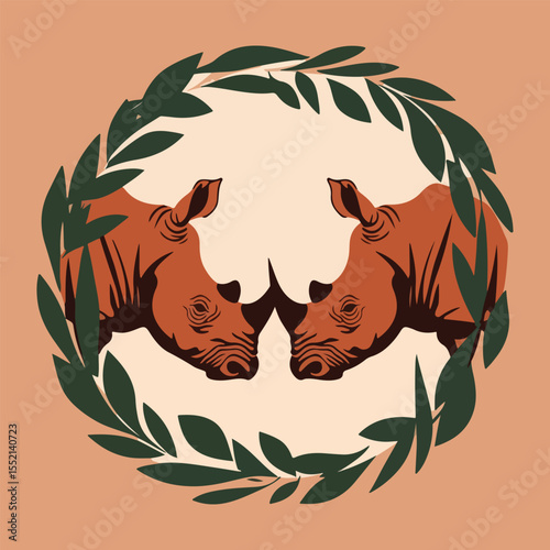 Solid color rhino vector design for World Rhino Day, including geometric, cartoon, and abstract styles to promote endangered species conservation and habitat protection.