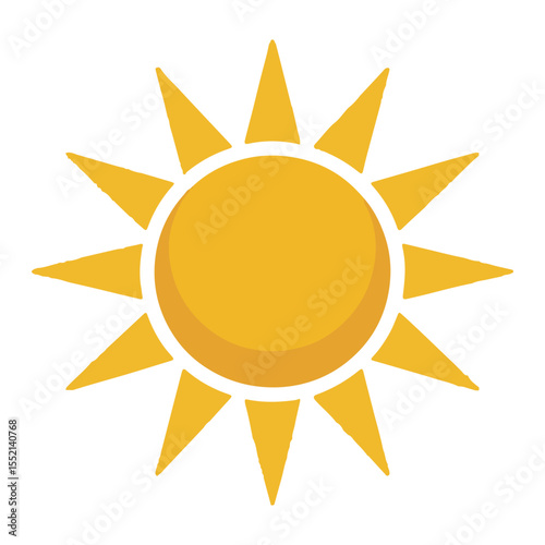 Flat Sun Icon – Bright Yellow Summer Weather Symbol Vector
