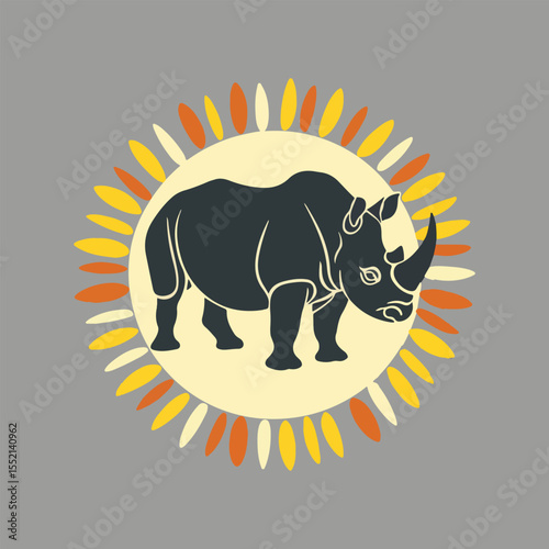 Solid color rhino vector design for World Rhino Day, including geometric, cartoon, and abstract styles to promote endangered species conservation and habitat protection.