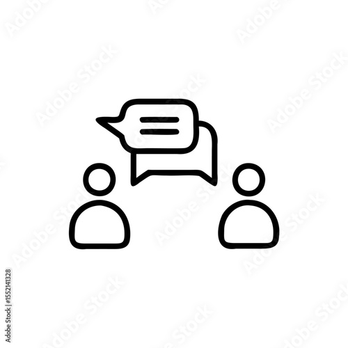 Handdrawn Line Art Blogger Icon Two People Communicating Speech Bubble communication