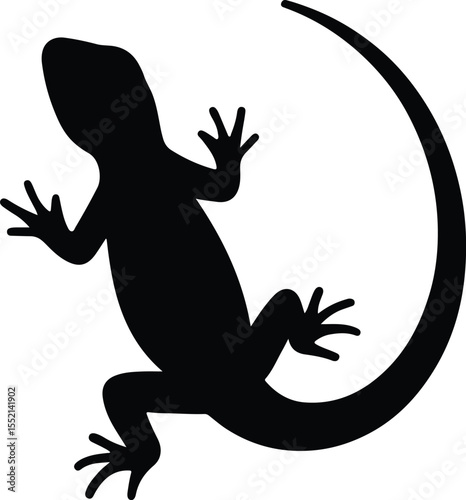 Silhouette lizard gecko reptile animal black shape vector illustration