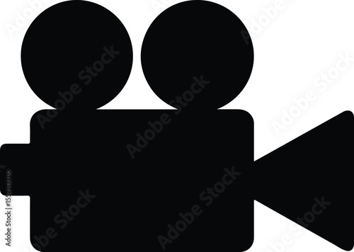 Silhouette Vintage movie camera icon black design Vector Illustration