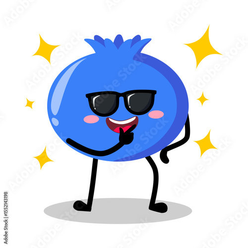 Cute Hand Drawn Cool blueberry Feeling Proud