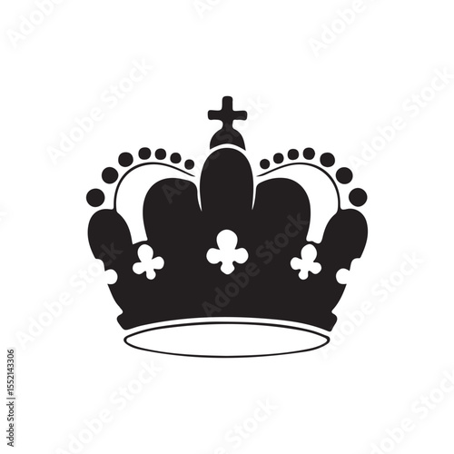 royal crown silhouette line art vector illustration on white background