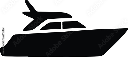Silhouette luxury yacht modern boat travel Vector Illustration