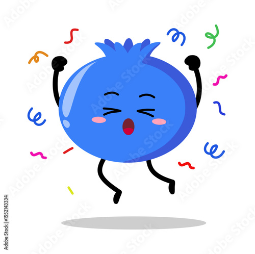 Cute Hand Drawn blueberry celebration jump