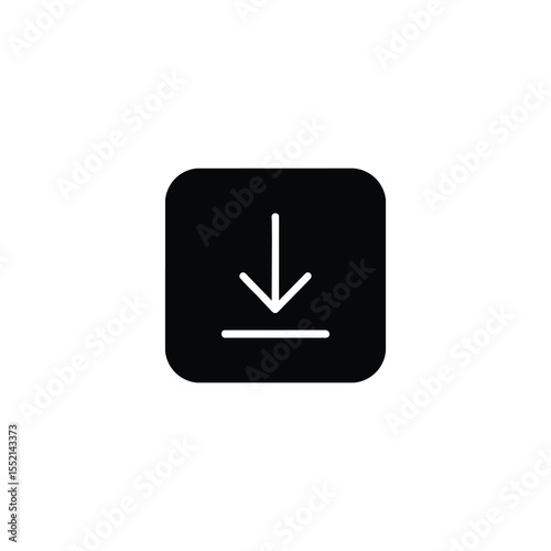 Solid Download Square Icon Negative Space