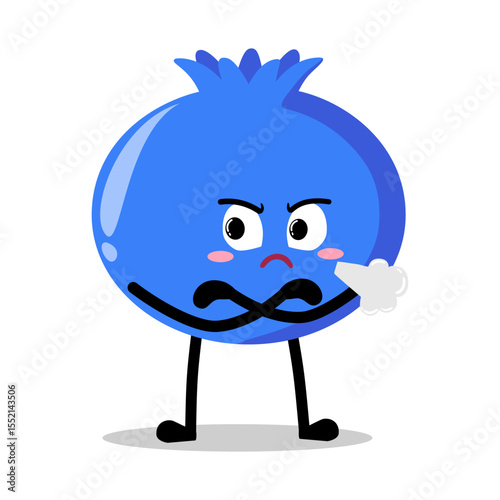 Cute Hand Drawn blueberry Face Grumpy