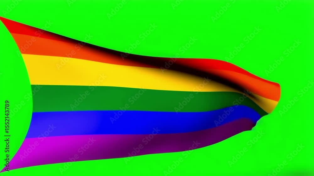 Rainbow LGBT pride flag on green screen background. Lesbian lgbtq flag ...