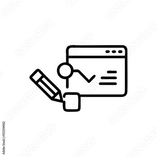 Handdrawn Blogger Icon Website Pencil Sketch Graph Checkmark Blog Post Editing vector