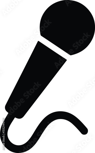 Silhouette microphone vocal instrument audio record vector illustration
