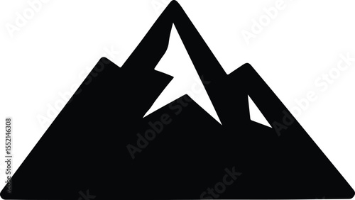 Silhouette Mountain Icon Simple Black and White Vector Illustration