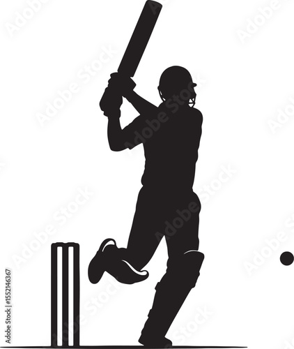 Cricket Playing Silhouette 