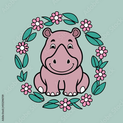 World Rhino Day vector illustration with solid colors, featuring rhinos, nature elements, and conservation themes for wildlife protection and awareness campaigns.
