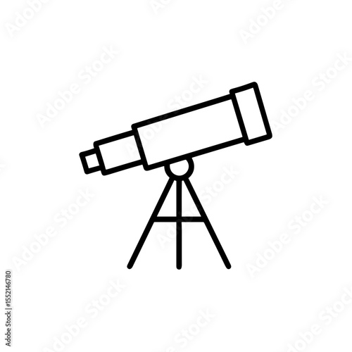 Telescope icon on tripod in outline style