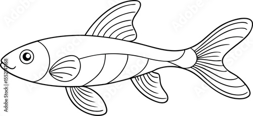 Simple Guppy Fish Line Art Vector Design