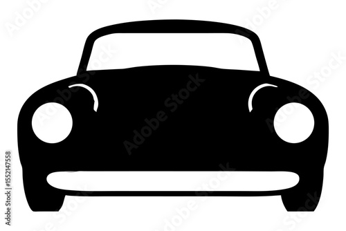 Vintage Car Silhouette: A sleek black silhouette of a vintage car, embodying classic automotive design and timeless elegance. A symbol of style and history.