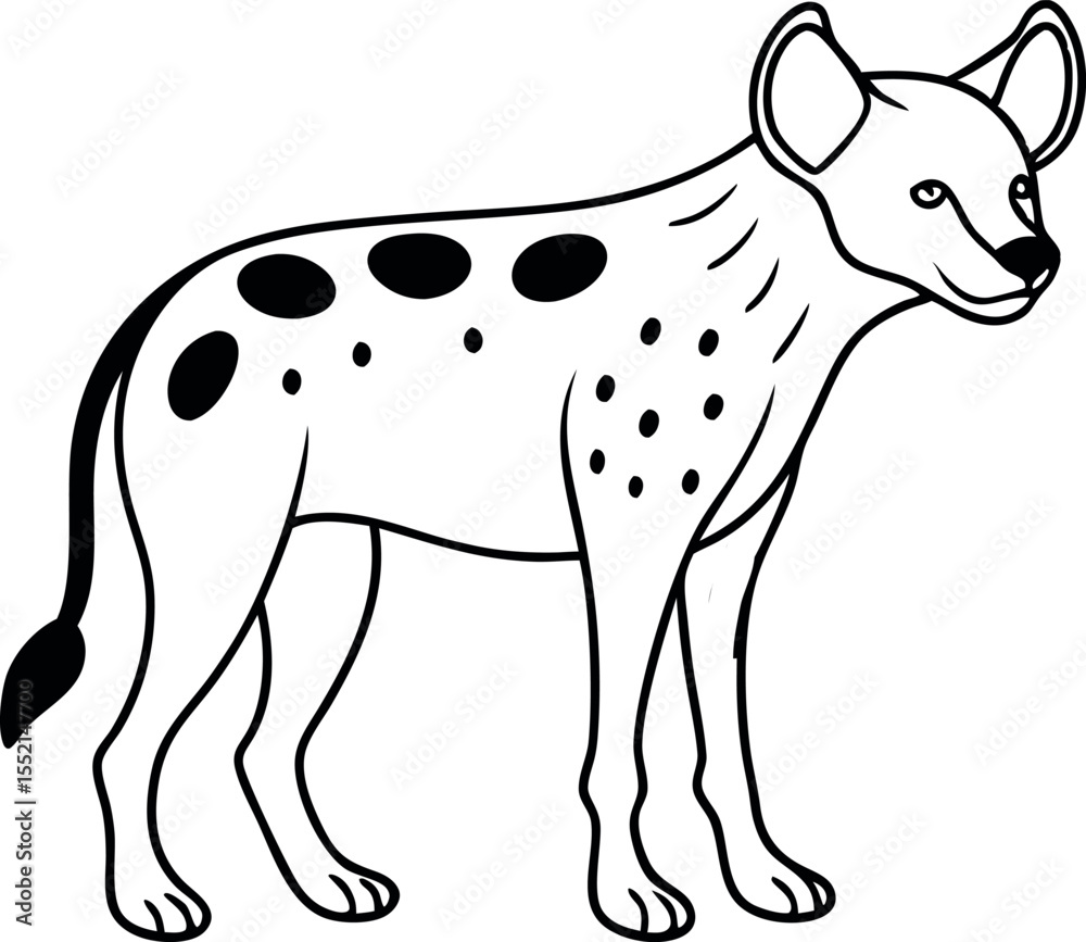 Fototapeta premium Simple Hyena Sketch in Line Art
