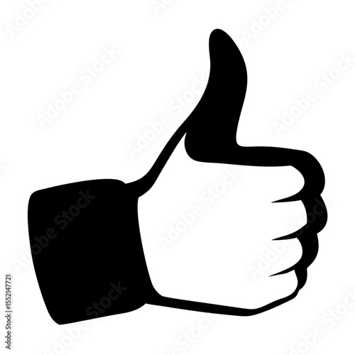Thumbs Up Symbol: A simple yet powerful black thumbs up symbol, representing agreement, approval, or positivity on a clean backdrop.