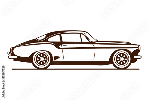 Vintage automobile line art: A meticulously crafted line art illustration showcases a classic car, embodying elegance and nostalgia, with its sleek contours and timeless design.