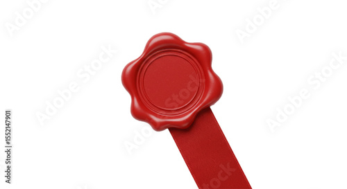 red wax seal stamps for letter, document or certificate isolated on white background 