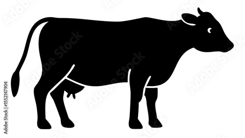 Black Silhouette Cow: A simple, elegant silhouette of a cow, perfect for minimalist designs and agricultural themes.