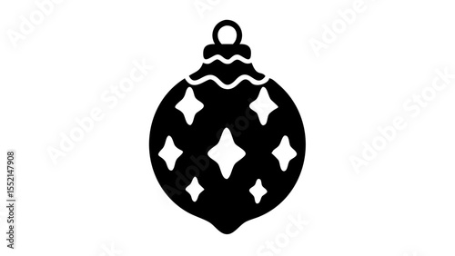 Festive bauble: A monochromatic illustration of a Christmas ornament, perfect for the holiday season, evoking cheer and celebration.