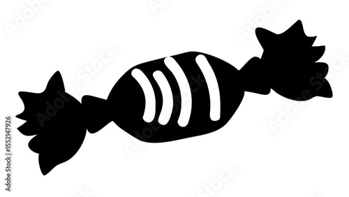 Candy Silhouette: A striking graphic of a wrapped candy, perfect for design. It captures the essence of sweet treats and confectionery delights.