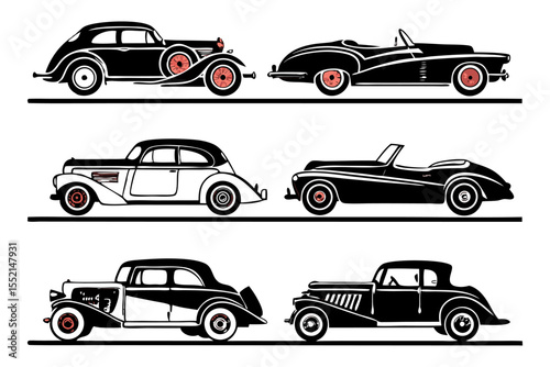 Classic Car Collection: A stylish collection of iconic vintage automobiles. Showcasing the elegance, design, and historical significance of classic cars in stunning detail