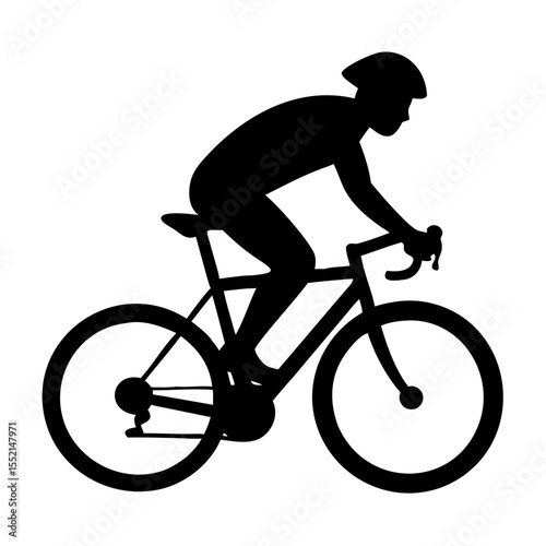 Cyclist Silhouette: A sleek cyclist silhouette in motion. Showcasing the essence of speed and sport