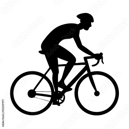 Silhouette Cyclist: A dynamic silhouette captures the essence of cycling, showcasing a cyclist in motion against a sleek, minimalist background, emphasizing speed, endurance.