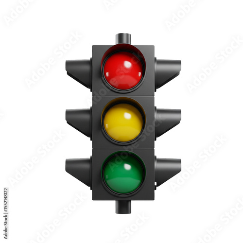 3d rendered traffic lights showing red yellow and green isolated on white background 