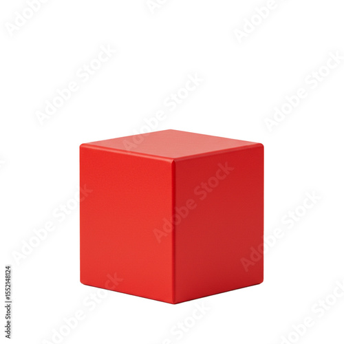 red cubic display box on white background 