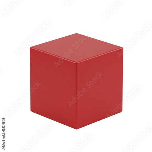 red cubic display box on white background 