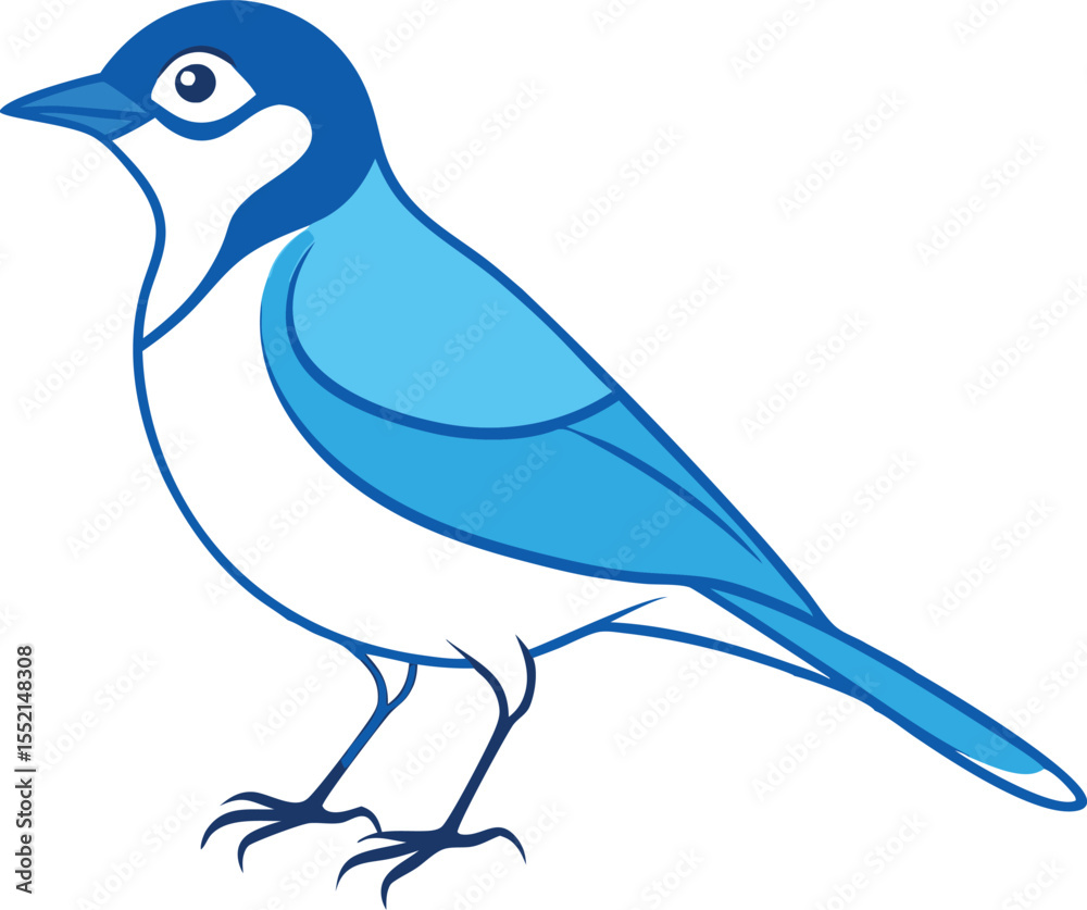 Obraz premium Minimal Jay Bird Clean Line Drawing