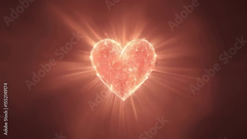 The bright heart radiates warmth and love, symbolizing passion, tenderness and unity, perfectly conveying the romantic spirit and emotional essence of celebrating Valentine's Day