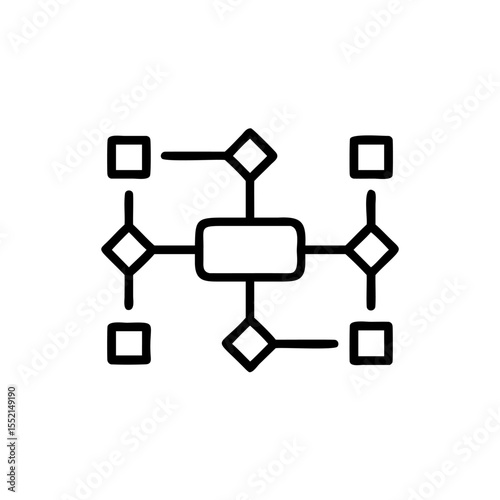 Handdrawn Blogger Icon Network Diagram Squares Diamonds Lines vector